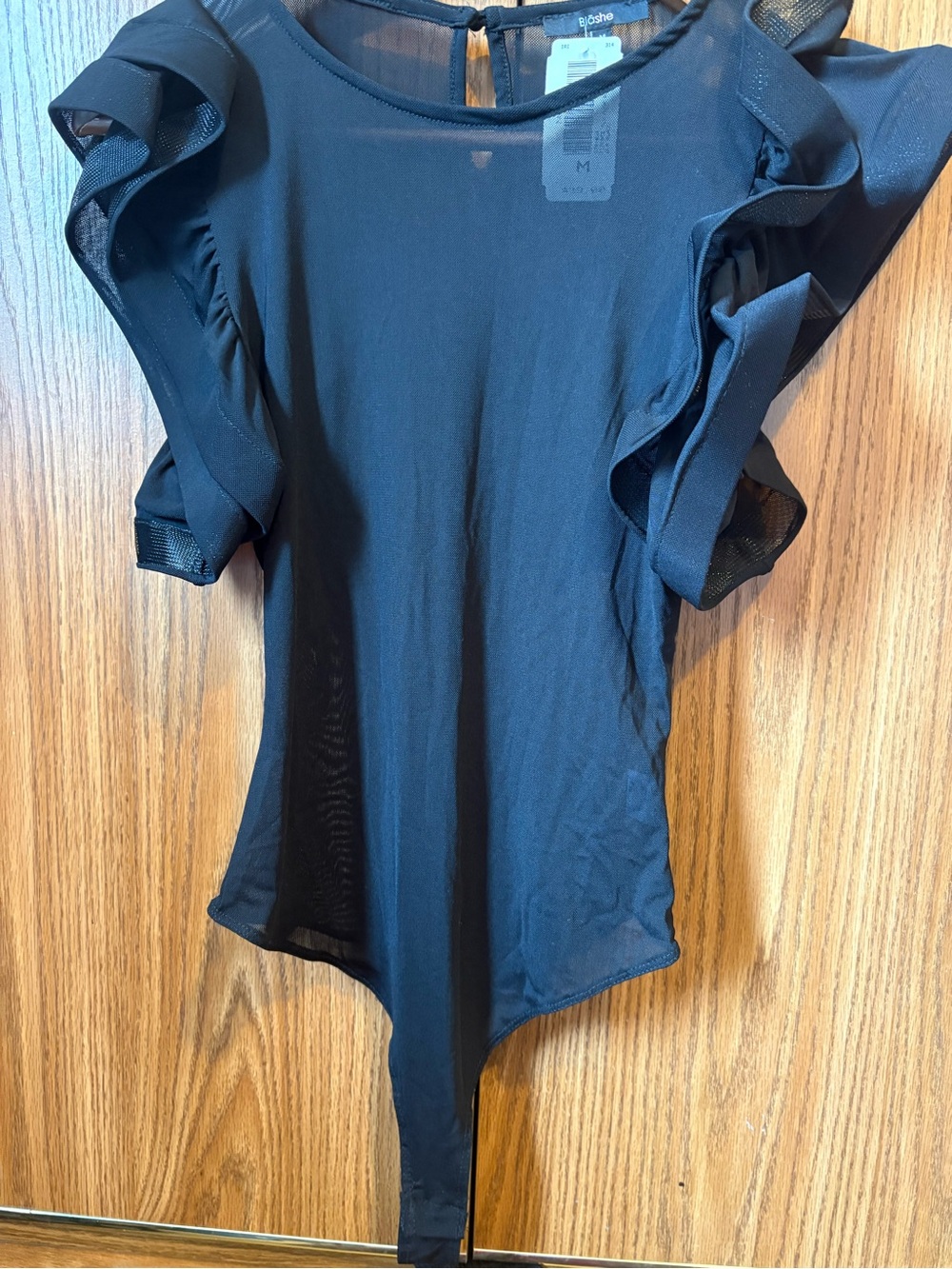 Black Ruffle-Sleeve Bodysuit